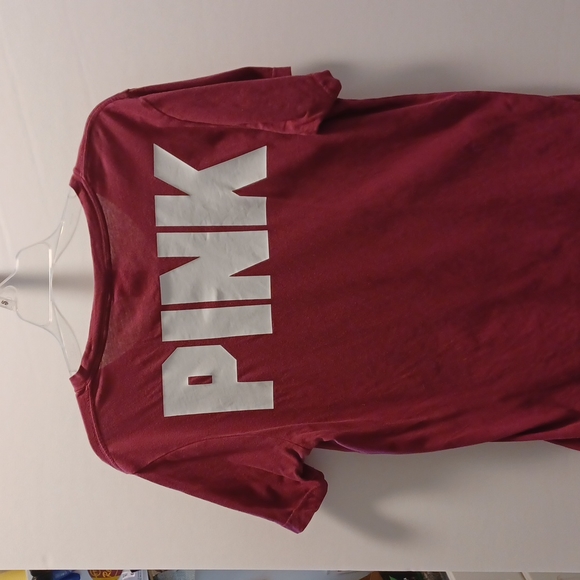 Pink Victoria Secret pocketed tee size xs pink on back and on pocket love - Picture 2 of 8